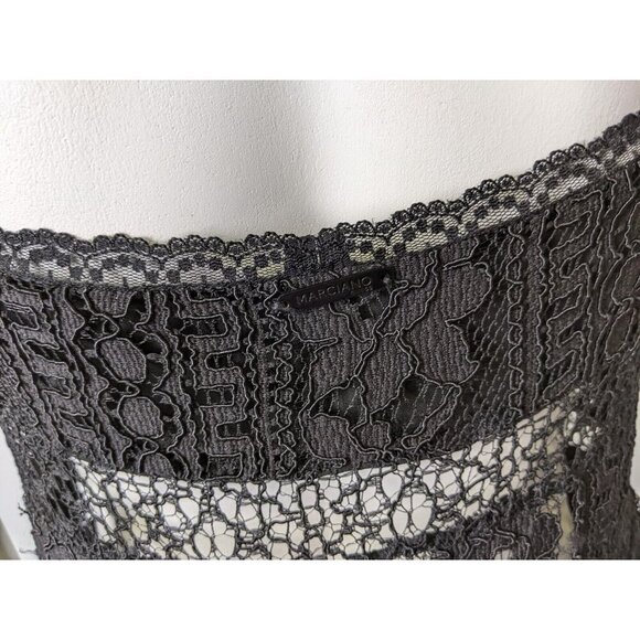 Marciano Guess Women's Dress Size 42 Black Lace Midi Sheath Peplum - Picture 13 of 16